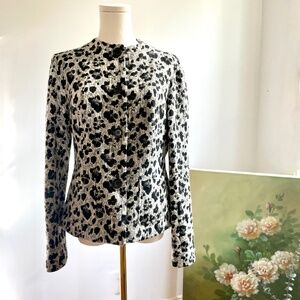 Lafayette 148 Wool Blend Textured Jacket Sz 6 Blazer Abstract Evening Holiday